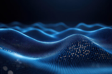 Abstract wavy particles technology background with blue color
