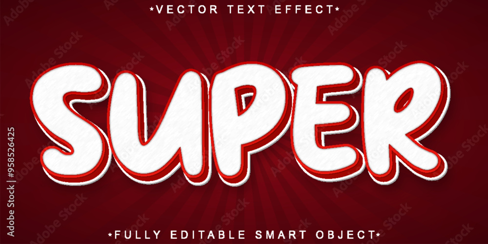 Poster cartoon super vector fully editable smart object text effect