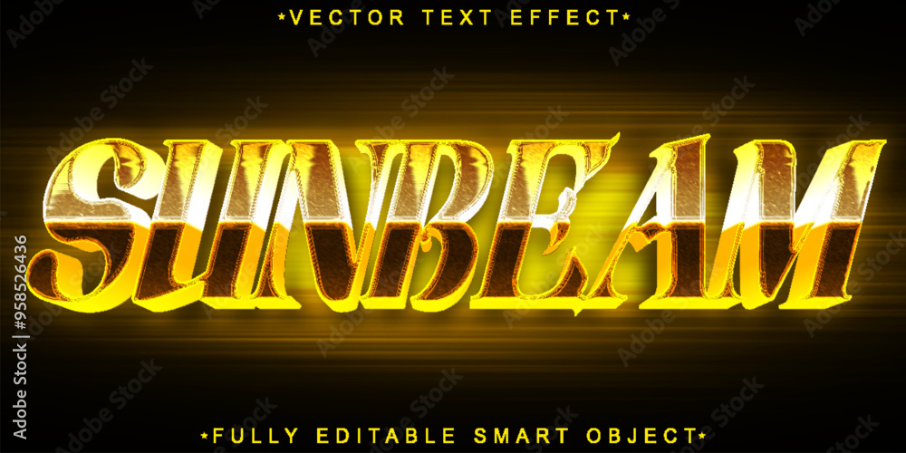 Poster sunbeam vector fully editable smart object text effect