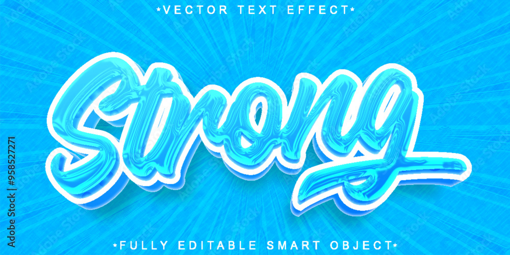 Poster blue strong vector fully editable smart object text effect