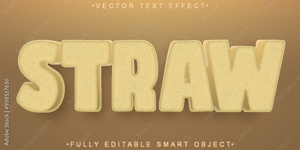 Poster straw farm yellow vector fully editable smart object text effect