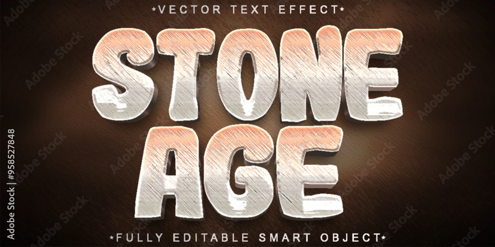 Poster cartoon stone age vector fully editable smart object text effect