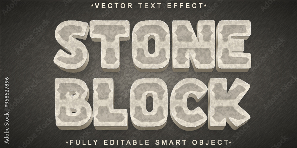 Poster stone block vector fully editable smart object text effect