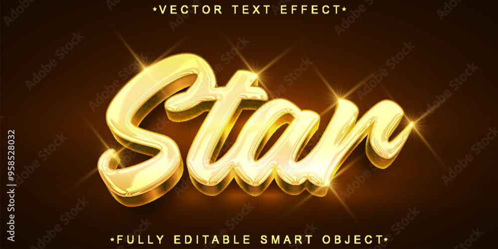 Poster gold star vector fully editable smart object text effect