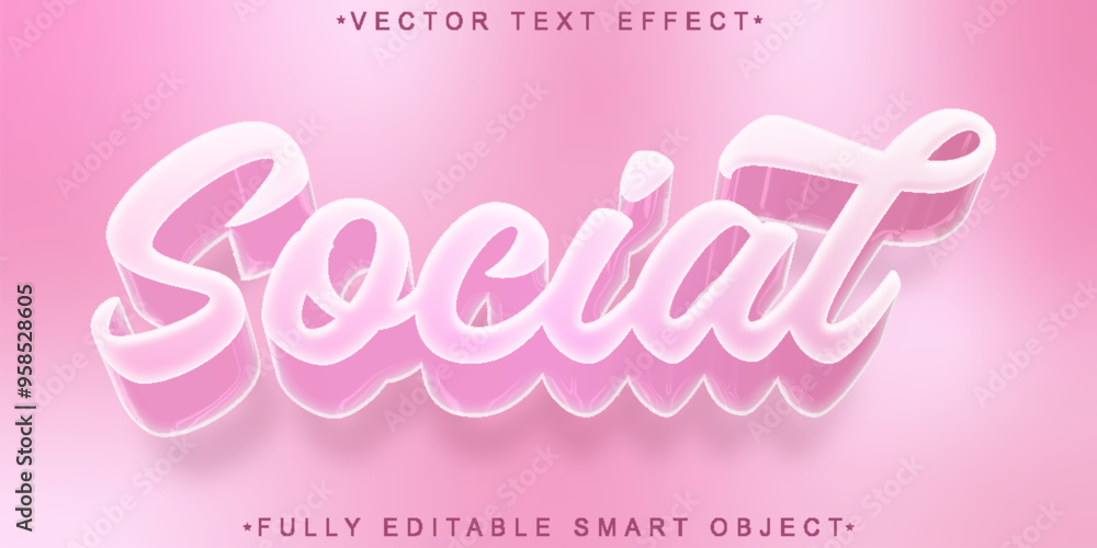 Aufkleber pink social vector fully editable smart object text effect