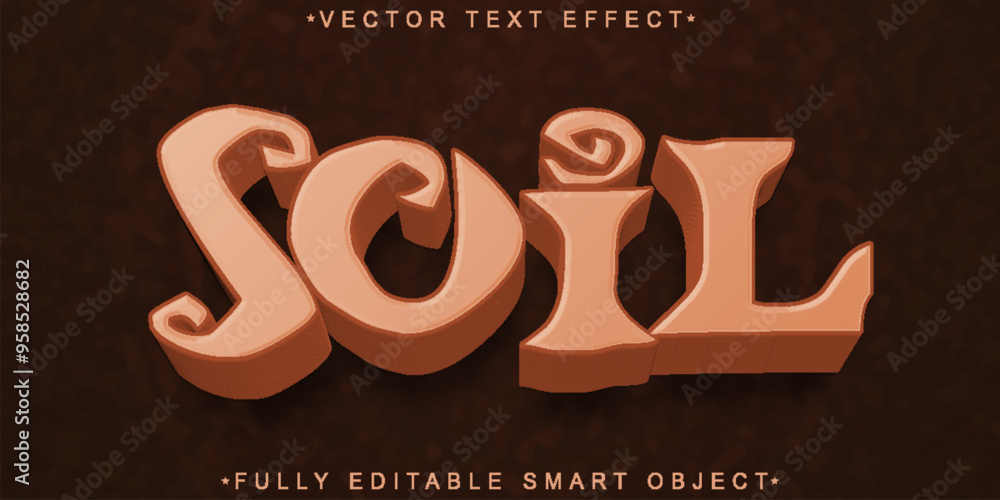 Poster cartoon brown soil vector fully editable smart object text effect