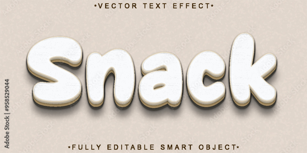 Poster snack vector fully editable smart object text effect