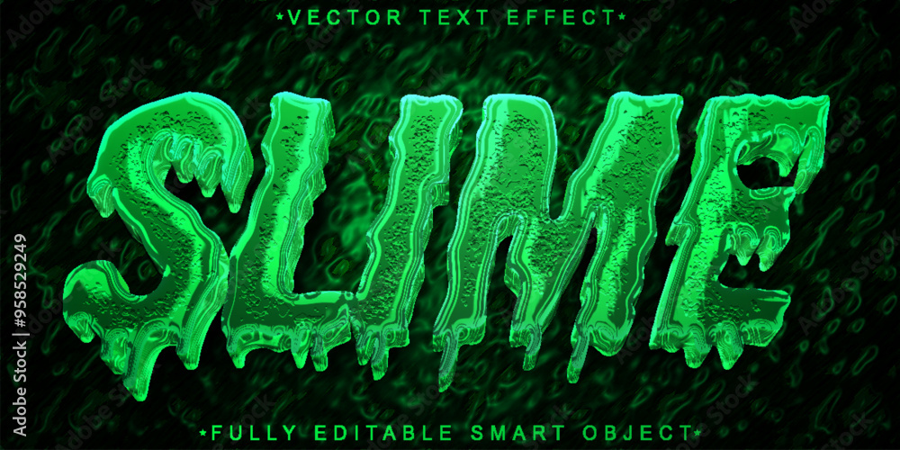 Poster green fluid slime vector fully editable smart object text effect