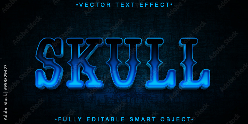 Poster horror skull vector fully editable smart object text effect