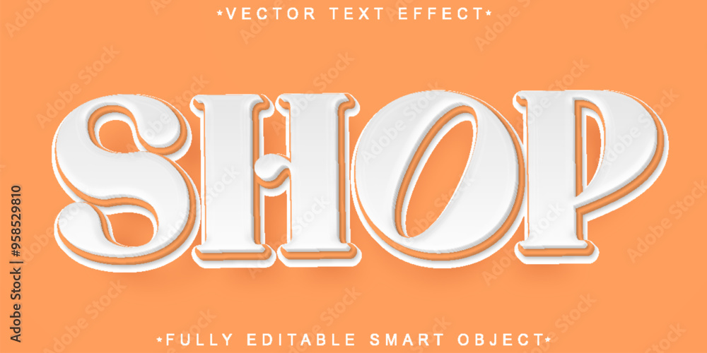 Poster cartoon shop vector fully editable smart object text effect