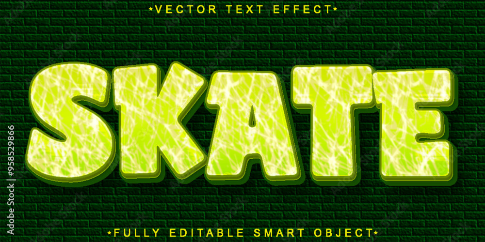 Poster skate vector fully editable smart object text effect