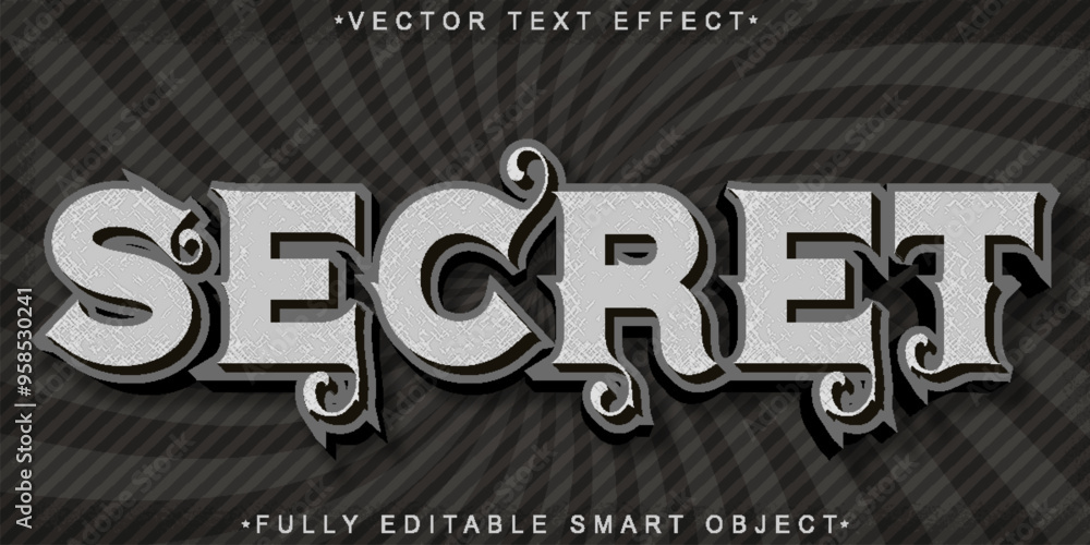 Poster secret vector fully editable smart object text effect