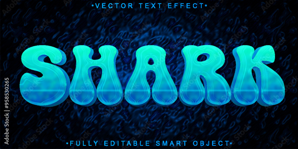 Poster shark blood shark vector fully editable smart object text effect
