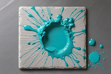 Vibrant Turquoise Dye Explosion on Pristine Canvas with Intriguing Texture and Bold Color Burst