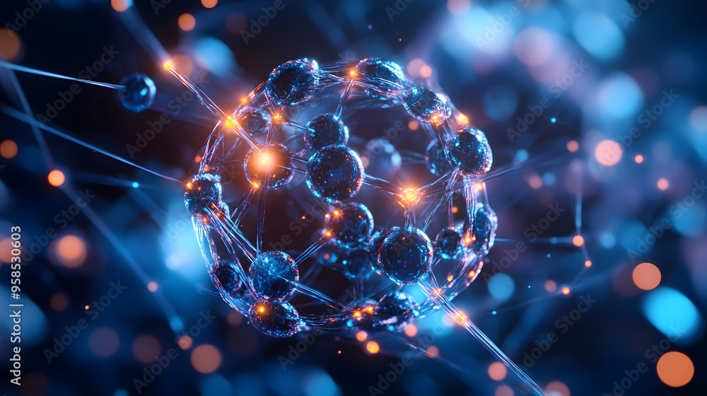 Aufkleber 53. creative sci-fi rendering of a mineral molecule with intricate, glowing atomic patterns