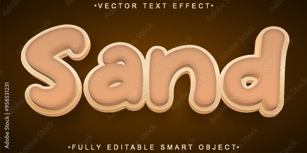 Poster cartoon desert sand vector fully editable smart object text effect
