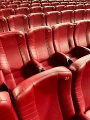 Obraz premium red cinema seats geometric view