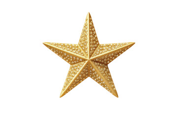 Elegant gold star with a sparkling texture white background