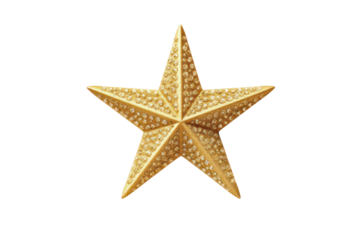 Elegant gold star with a sparkling texture white background