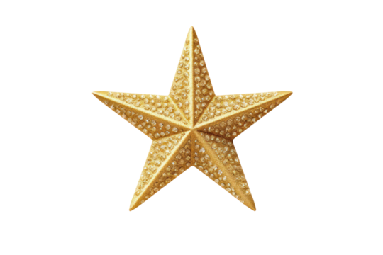 Elegant gold star with a sparkling texture white background