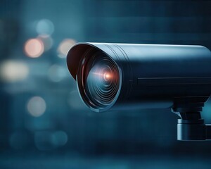 Holographic CCTV footage, AIdriven security analysis, urban landscape, advanced tech