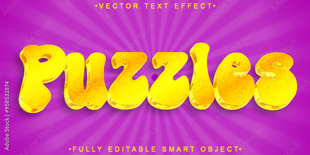 Poster gold puzzles game vector fully editable smart object text effect