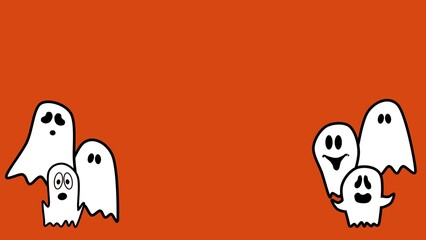 Halloween background illustration of ghost with copy space