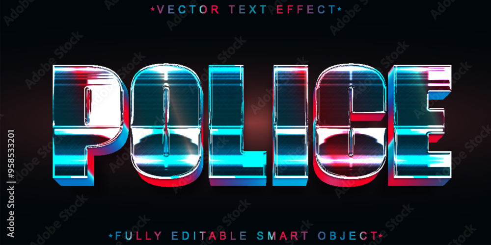 Poster police lighting vector fully editable smart object text effect