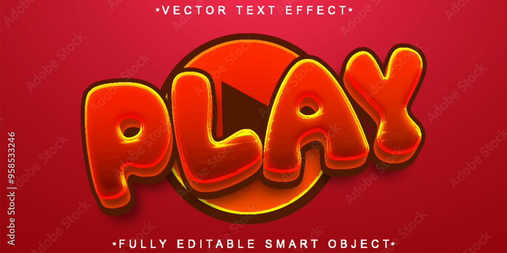 Poster cartoon red game vector fully editable smart object text effect