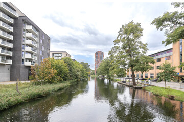 Walking in Silkeborg's streets with many beautiful buildings

