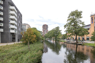 Walking in Silkeborg's streets with many beautiful buildings

