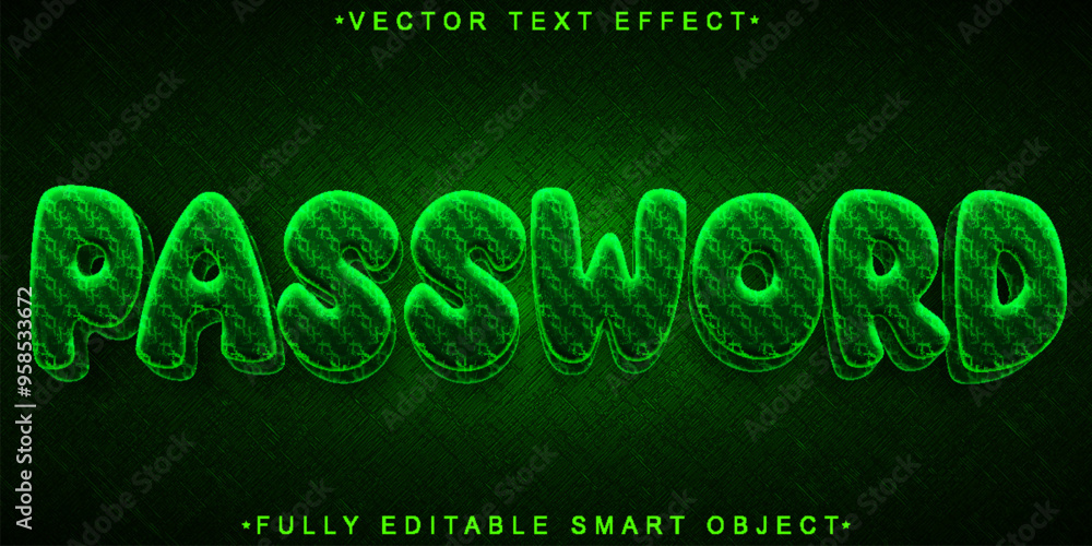 Poster password green vector fully editable smart object text effect