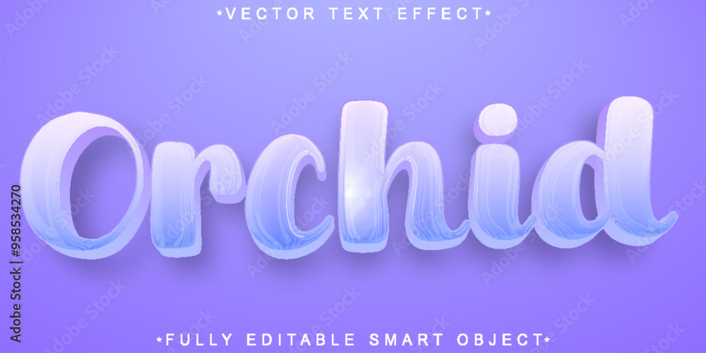 Poster orchid purple vector fully editable smart object text effect