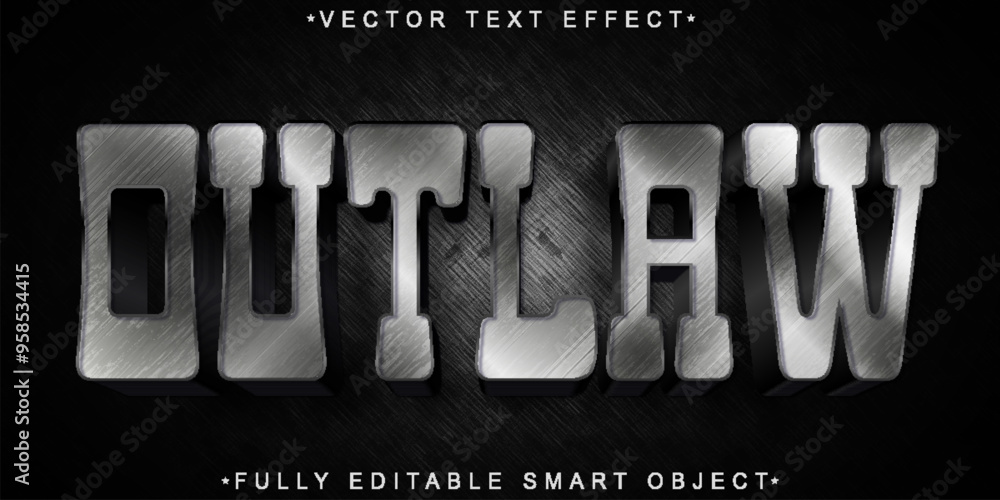Poster outlaw vector fully editable smart object text effect