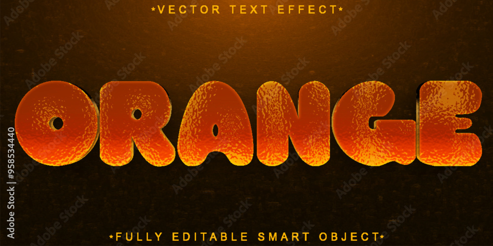 Poster cartoon orange vector fully editable smart object text effect