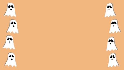 Halloween background illustration of ghost with copy space