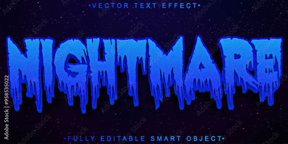 Aufkleber silver and black nightmare vector fully editable smart object text effect