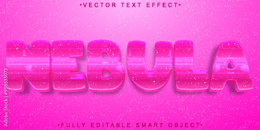 Poster cartoon pink nebula vector fully editable smart object text effect