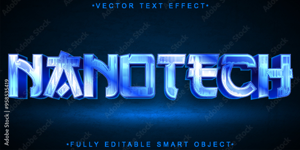 Poster blue nanotech vector fully editable smart object text effect