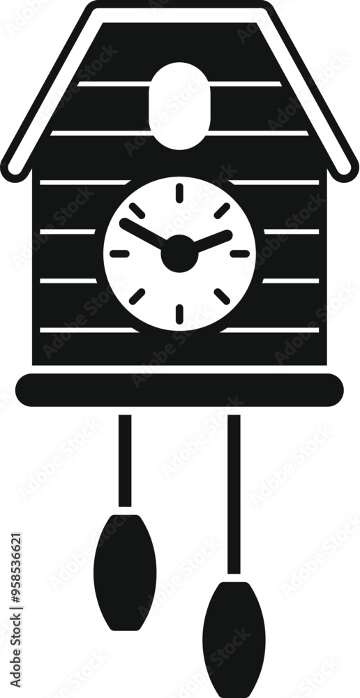 Aufkleber cuckoo clock striking showing time passing with its pendulum swinging