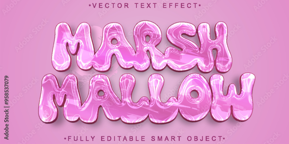 Poster soft pink marshmallow vector fully editable smart object text effect