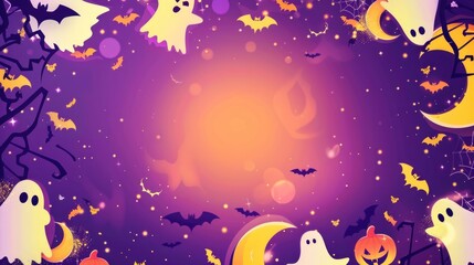Fototapeta premium Purple color background halloween element and characters.