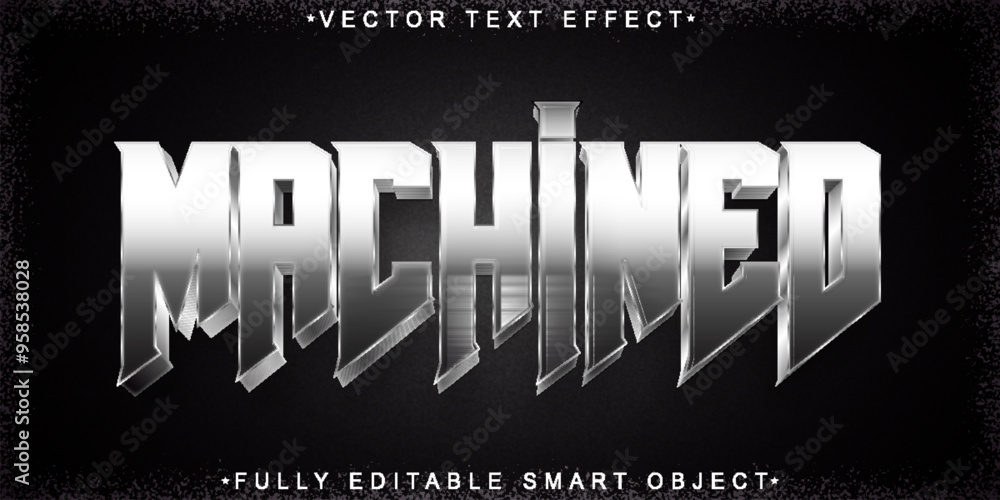 Poster silver machine vector fully editable smart object text effect