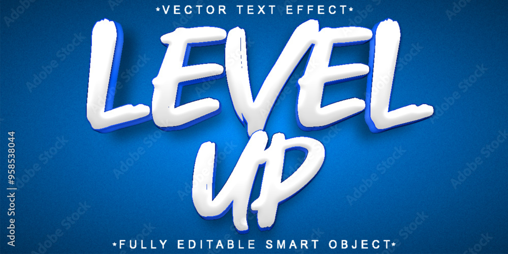 Poster level up game vector fully editable smart object text effect