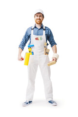 Confident house painter posing with work tools © StockPhotoPro