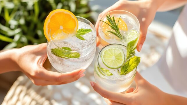 Celebrating with Refreshing Gin and Tonic Cocktails Outdoors