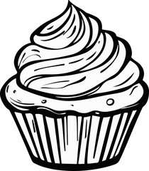 Illustration of a Whipped Cream Cupcake