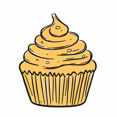 Delicious Yellow Frosted Cupcake Illustration