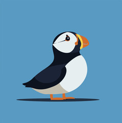 Fototapeta premium Stylized Puffin Illustration on Blue Background