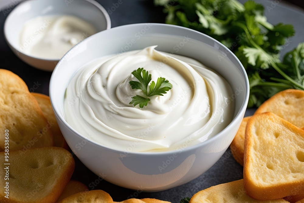 Wall mural creamy white mayonnaise dip recipe for delicious snacks and meals